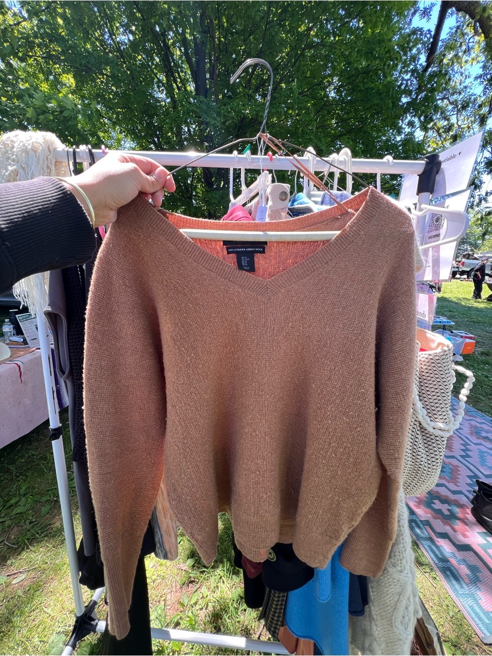 Tahari Warm Chestnut V-Neck Sweater